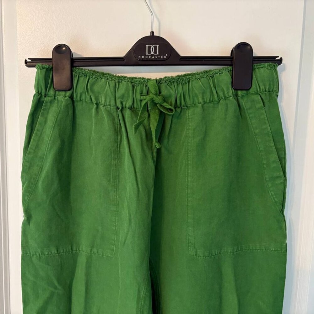 Zara Kelly Green Linen Blend Drawstring Pants - Picture 2 of 10